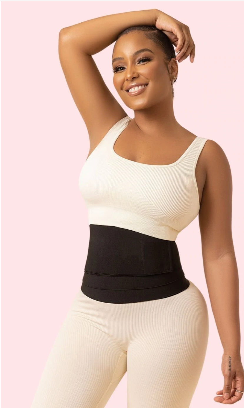 PRECIOUS Bandage Body Shaper Wrap Lumbar Waist Support Belt Trimmer Black UK